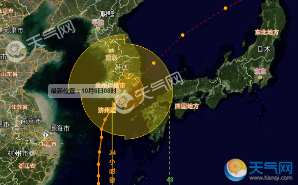 2018台风康妮最新消息 25号台风将在韩国南部