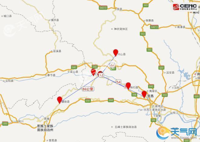 湖北秭归4.5级地震最新消息 重庆西安有明显震