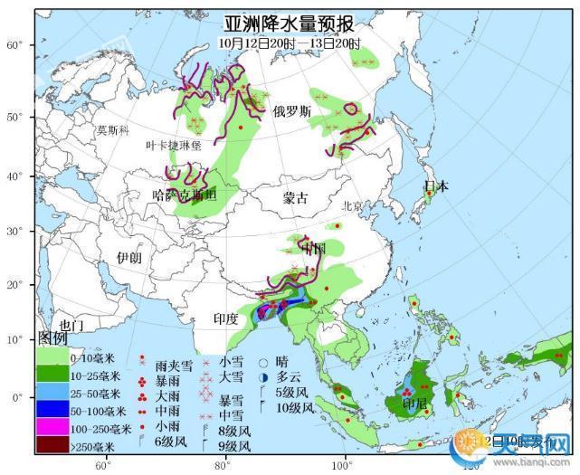 10月12日国外天气预报 亚洲南部西部北美中部南部遭飓风台风袭击