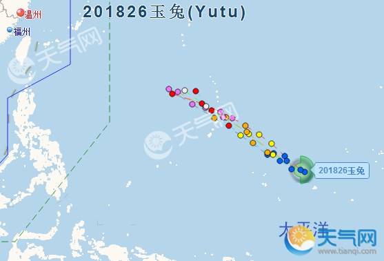 26号台风最新消息2018 台风“玉兔”未来发展实时路径图