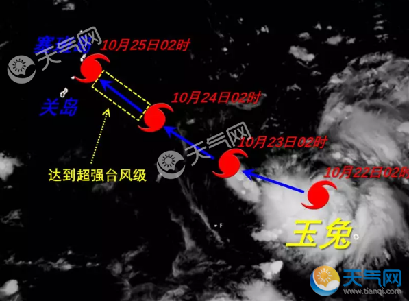 2018台风玉兔路径实时发布系统 26号台风将加强为68米/秒的超强台风