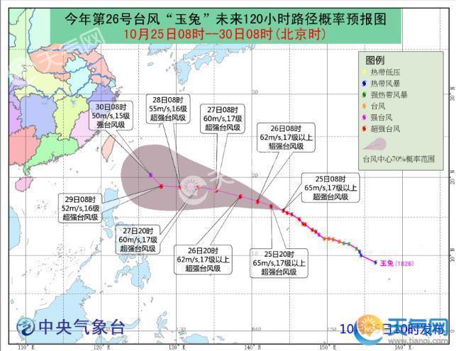 台风玉兔最大风力65米/秒 向台湾以东靠近