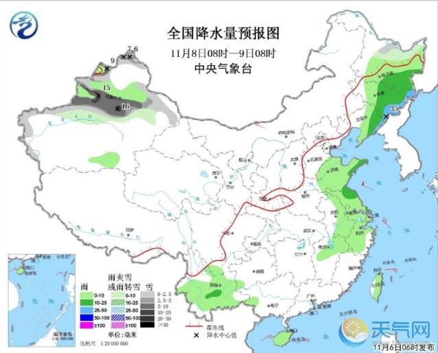 南方自西向东降水展开 青藏高原西北东部小到中雪