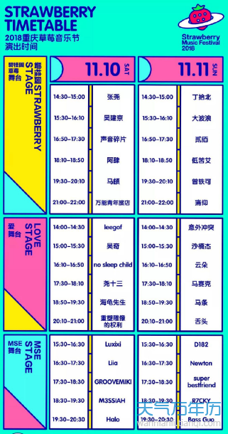 2018重庆草莓音乐节时间、地点、阵容、票价