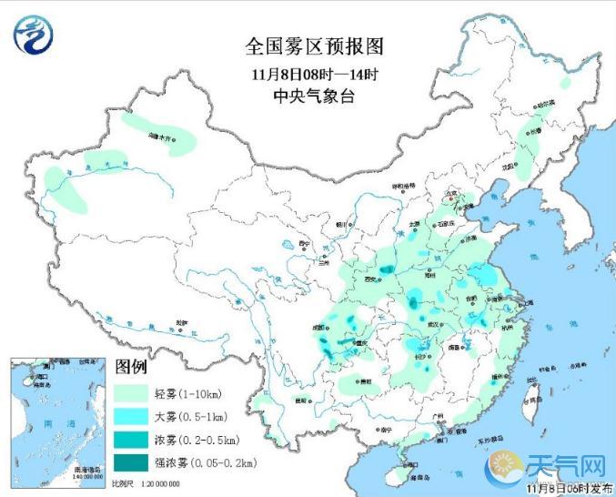 江淮四川湖南等地大雾 华北中南部雾霾来袭