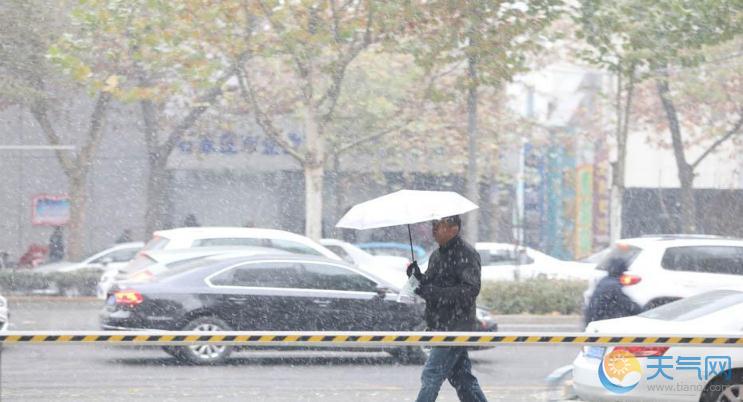 河北石家庄迎今冬首场雪 道路湿滑交通拥堵冬日寒冷