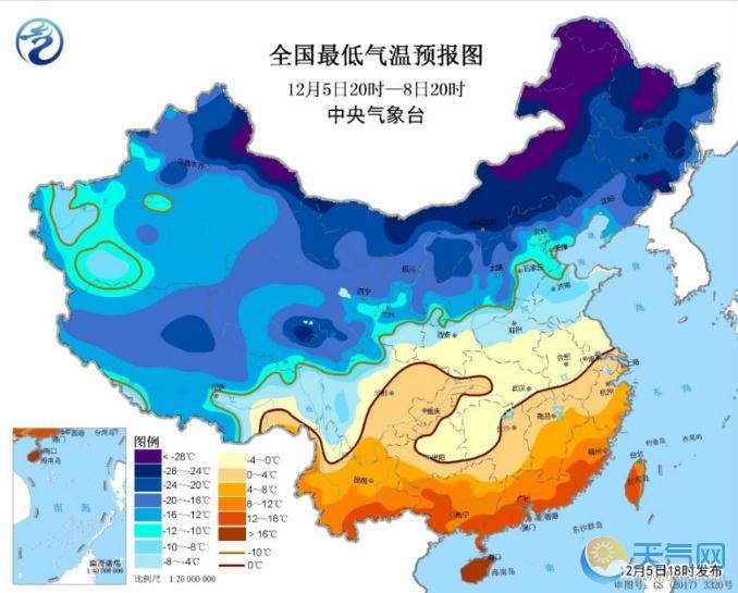 寒潮蓝色预警：降10℃气温0℃线南压到长江中下游