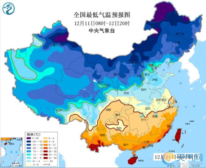 中央气象台发布寒潮蓝色预警 0℃线南压到江南北部到贵州