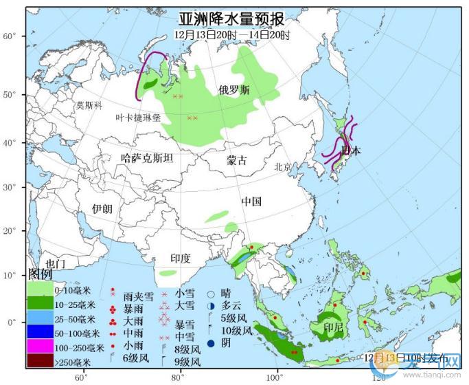 12月13日国外天气预报 北美东南部大洋洲东部强降雨