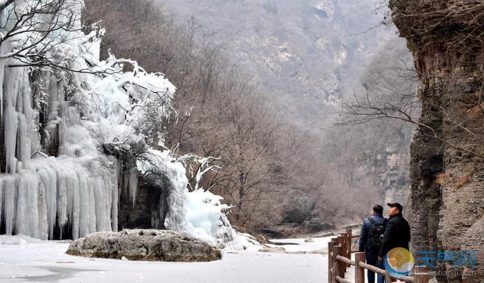 河南云台山瀑布被冻住 冰瀑景观奇特壮美