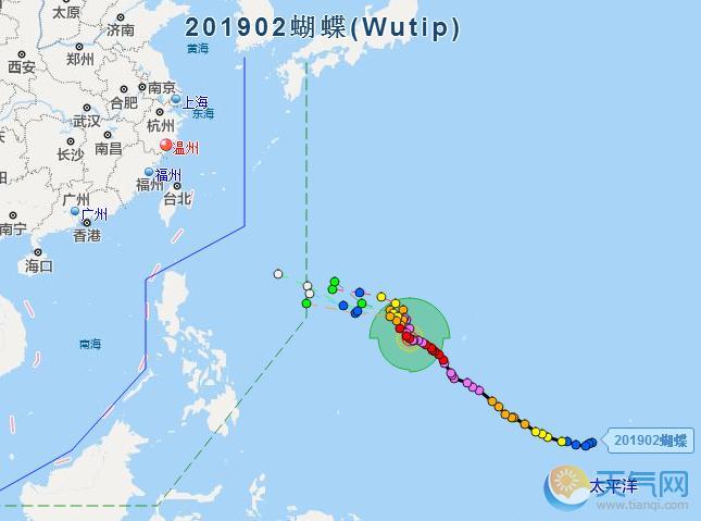 2019年台风蝴蝶最新路径图 2号台风16级强度开始转弱