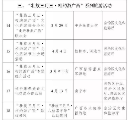 2019三月三活动内容 2019广西三月三各地活动安排表