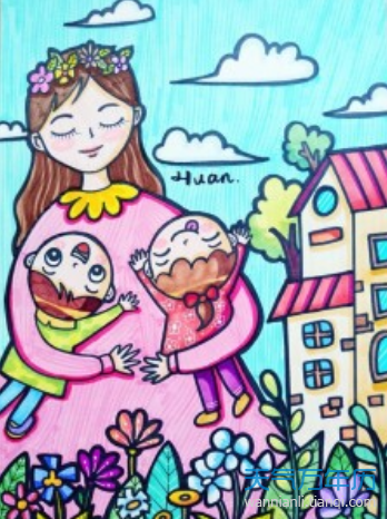 2019母亲节图片简笔画色彩 关于母亲节的简笔画带彩色
