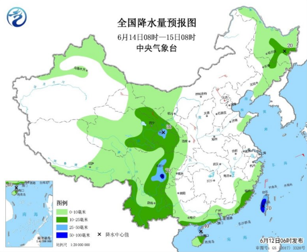 江

南中南部和华南大到暴雨 新疆西藏华北东北雷阵雨