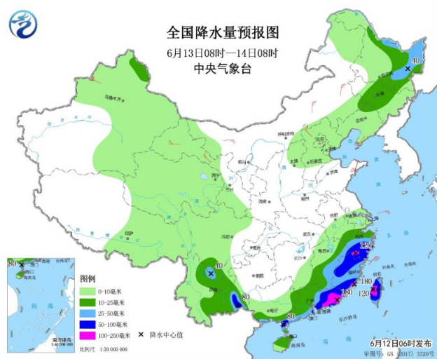 江

南中南部和华南大到暴雨 新疆西藏华北东北雷阵雨