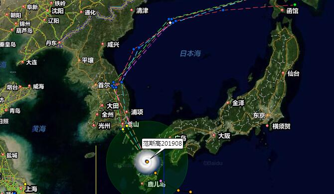 台风范斯高路径实时发布 即将登陆韩国强度达10级以上