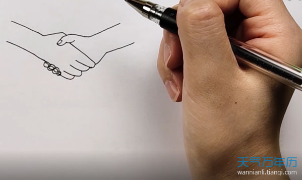 握手简笔画怎么画握手的简笔画步骤图解教程