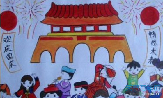 2019国庆70周年儿童画简笔画 庆祝建国70周年儿童画图片好看