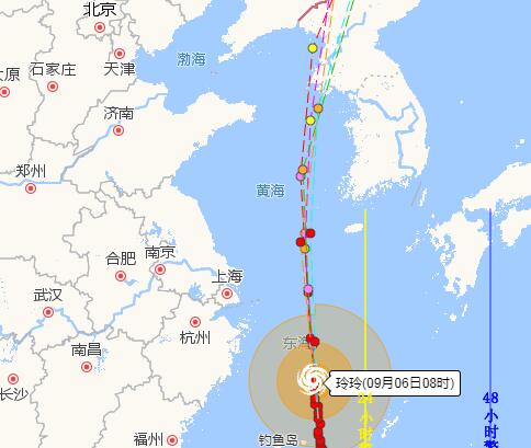 台风“玲玲”进黄海最新消息 今晚入黄海向辽宁到朝鲜一带奔去