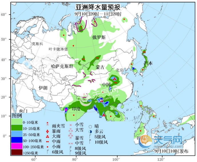 9月10日国外天气预报 台风“法茜”将继续减弱