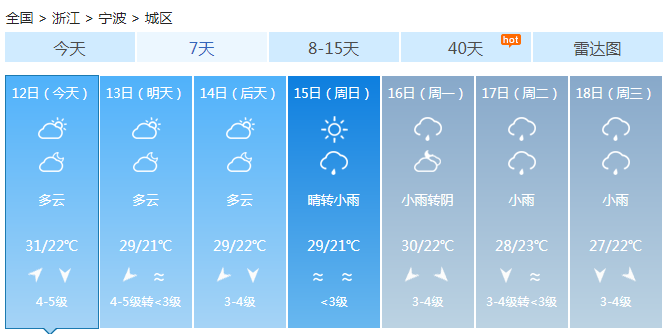 浙江中秋节夜里沿海有雨 西南部现高温全省多云