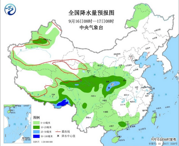 中秋最后一天华西暴雨强悍 北方冷空气持续侵袭