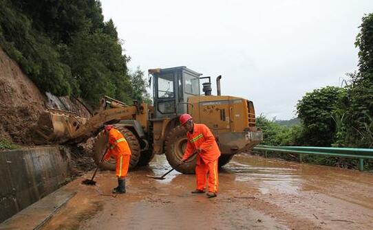 四川阆中市多处公路山体滑坡 道路抢通仍在进行中