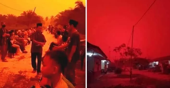 印尼空气污染严重 白天变成血红色只能等下雨解决