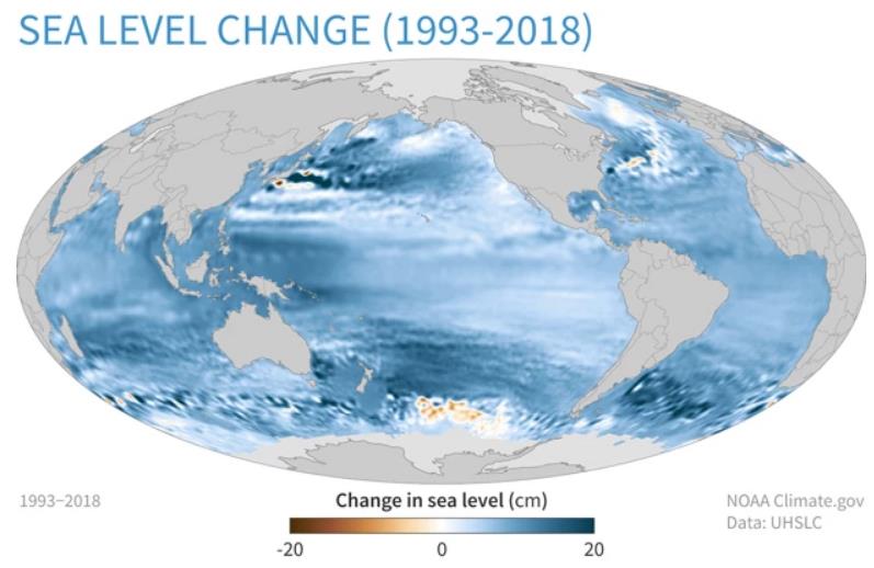 美国数据：全球海平面连续7年增加