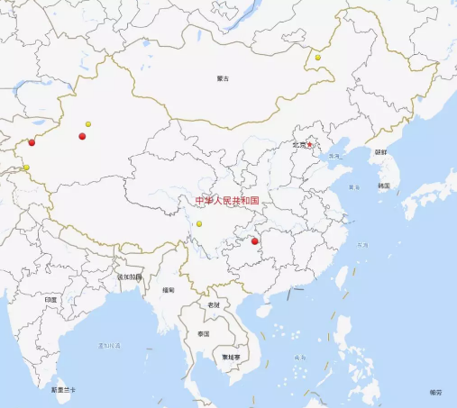 国庆节期间中国地震分布：发生7次地震最大地震在贵州