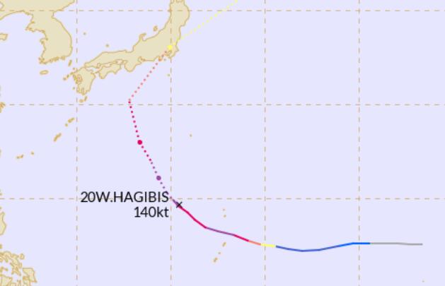 19号台风路径实时图2019 “海贝思”整体趋势偏向日本