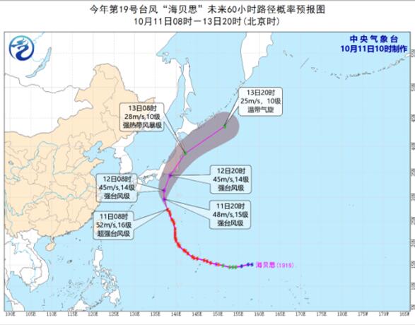 19号台风“海贝斯”最新动态更新 预计12日抵达日本风速每秒35米