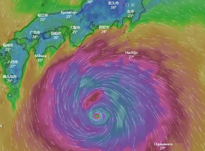 日本19号超级台风没登陆已让航班和橄榄球比赛取消