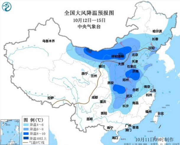 江南中部以北降温8℃ 大范围冷空气携风雨席卷多地