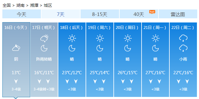 湖南省大部小雨怀化等地大雨 气温持续走低停雨在即