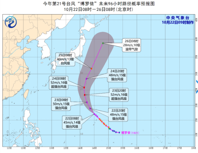 台风博罗依中央气象台预报：21号台风已有14级对中国影响大吗？