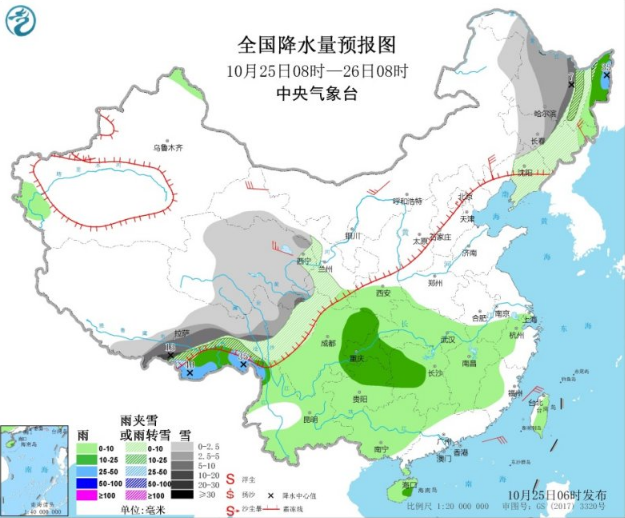 华西阴雨周末仍将继续 强冷空气在东北黄淮盘踞