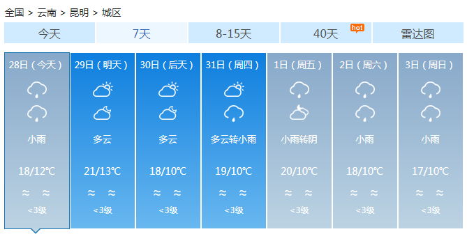 云南中东部冷空气影响剧烈 降温4℃左右局地小到中雨