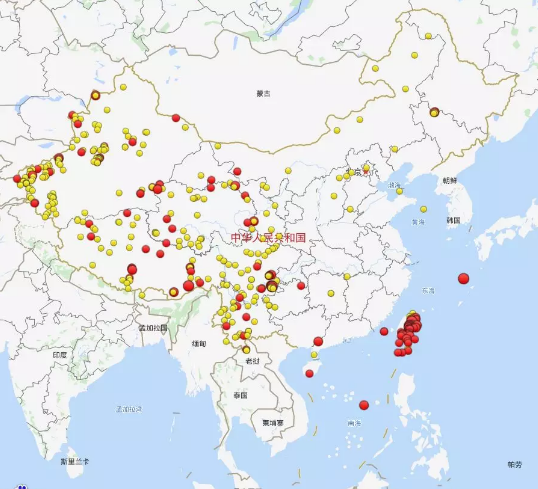 2019年1月-10月中国地震汇总：有感地震多达519次