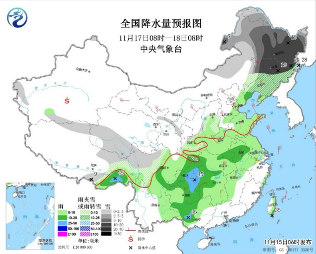 强冷空气席卷中国大部 降温6℃-10℃甘肃等地有沙尘天