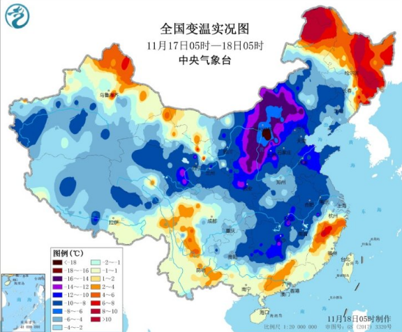 南方气温进一步创新低 黑龙江北部强降雪