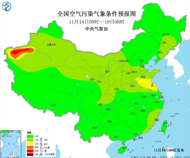 全国雾霾预报：山东江苏有PM10轻度污染