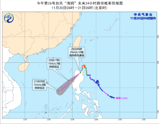 台风海鸥蓝色预警 10级风力登陆吕宋岛即将进入南海