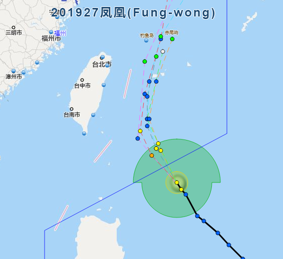 27号台风迫近台湾距登陆490公里 凤凰台风强度增强到10级