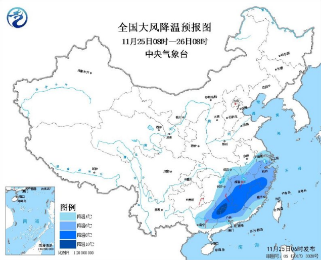 南方7省集体入冬！降温重心来到江南华南