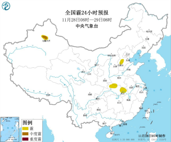 全国雾霾预报：陕西关中华北中南部都有雾霾