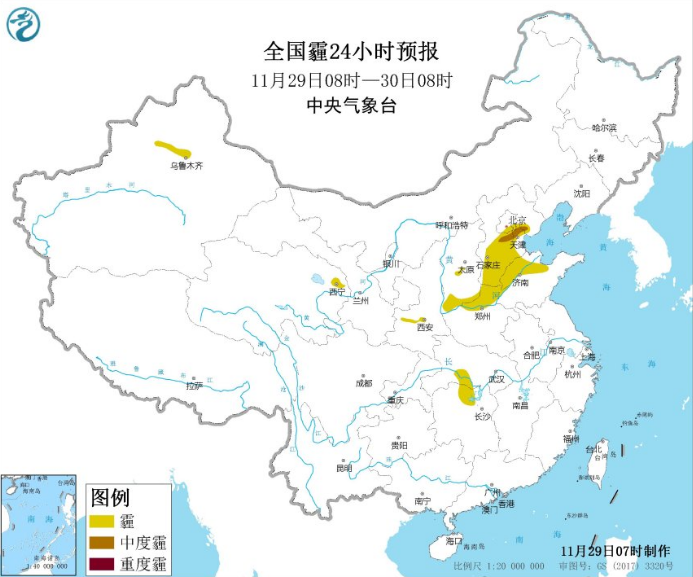 全国雾霾预报：仅陕西关中和华北有轻度雾霾