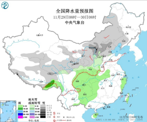 北方大规模雨雪天气开始派送 东北华北气温先后下降4℃-6℃