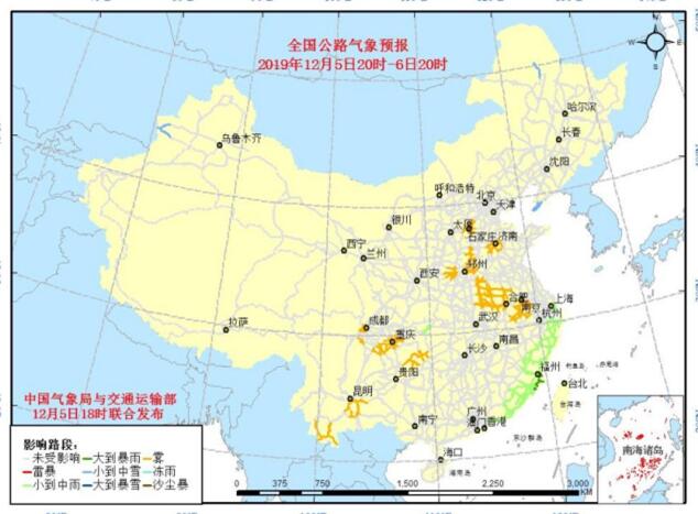 全国交通天气：12月06日全国高速路况实时查询