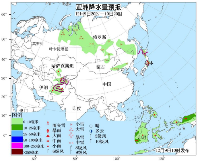 12月9日国外天气预报 北美西北部及东部有较强雨雪